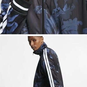 Nike Black and Blue Patterned Bomber Jacket